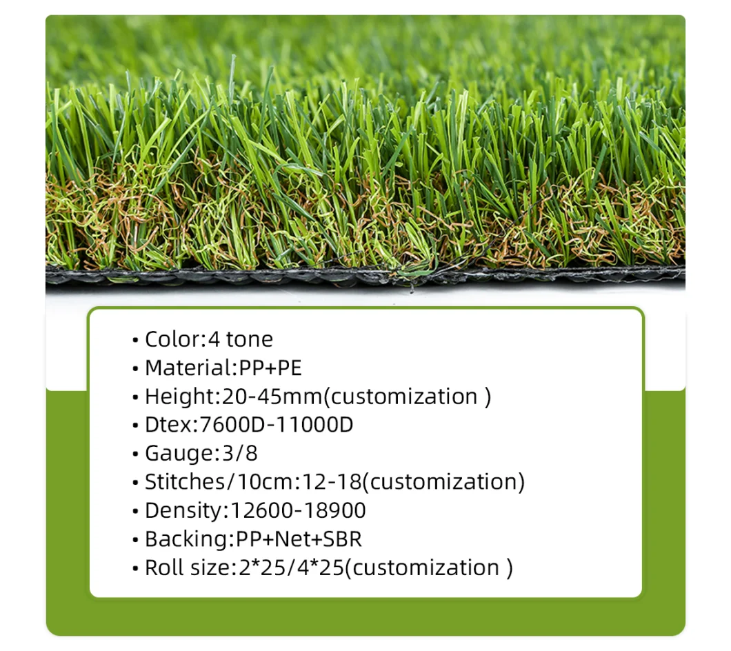 Artificial Grass & Sports Flooring Synthetic Grass Green Color Natural Looking Cesped Artificial Grass Turf for Garden Field